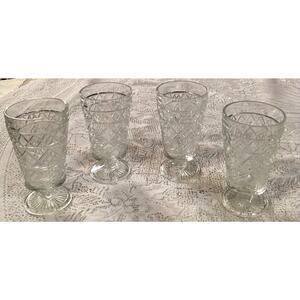 4 Vintage Hazel Atlas Big Top Peanut Butter Water/iced Tea Glasses Goblets